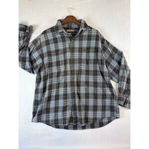 Carhart Flannel Cotton Button Down Work Shirt Worn XL